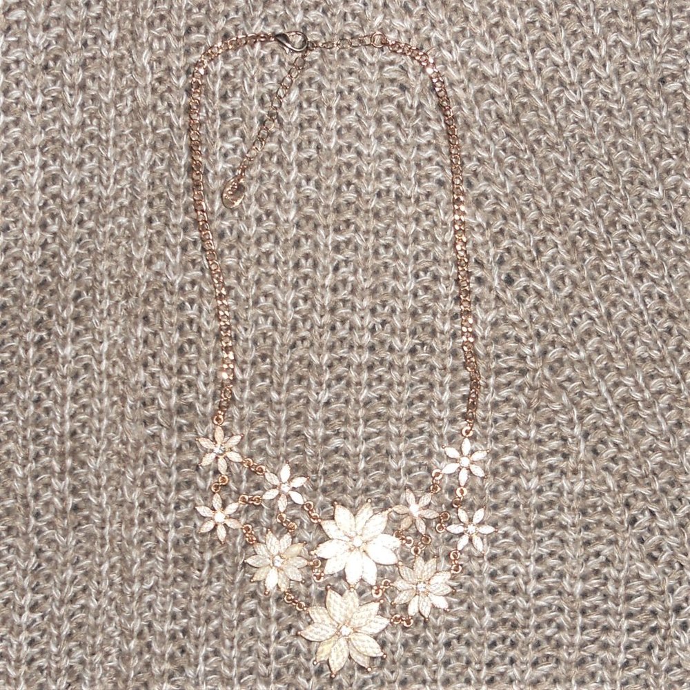 Floral Statement Gold Tone Necklace